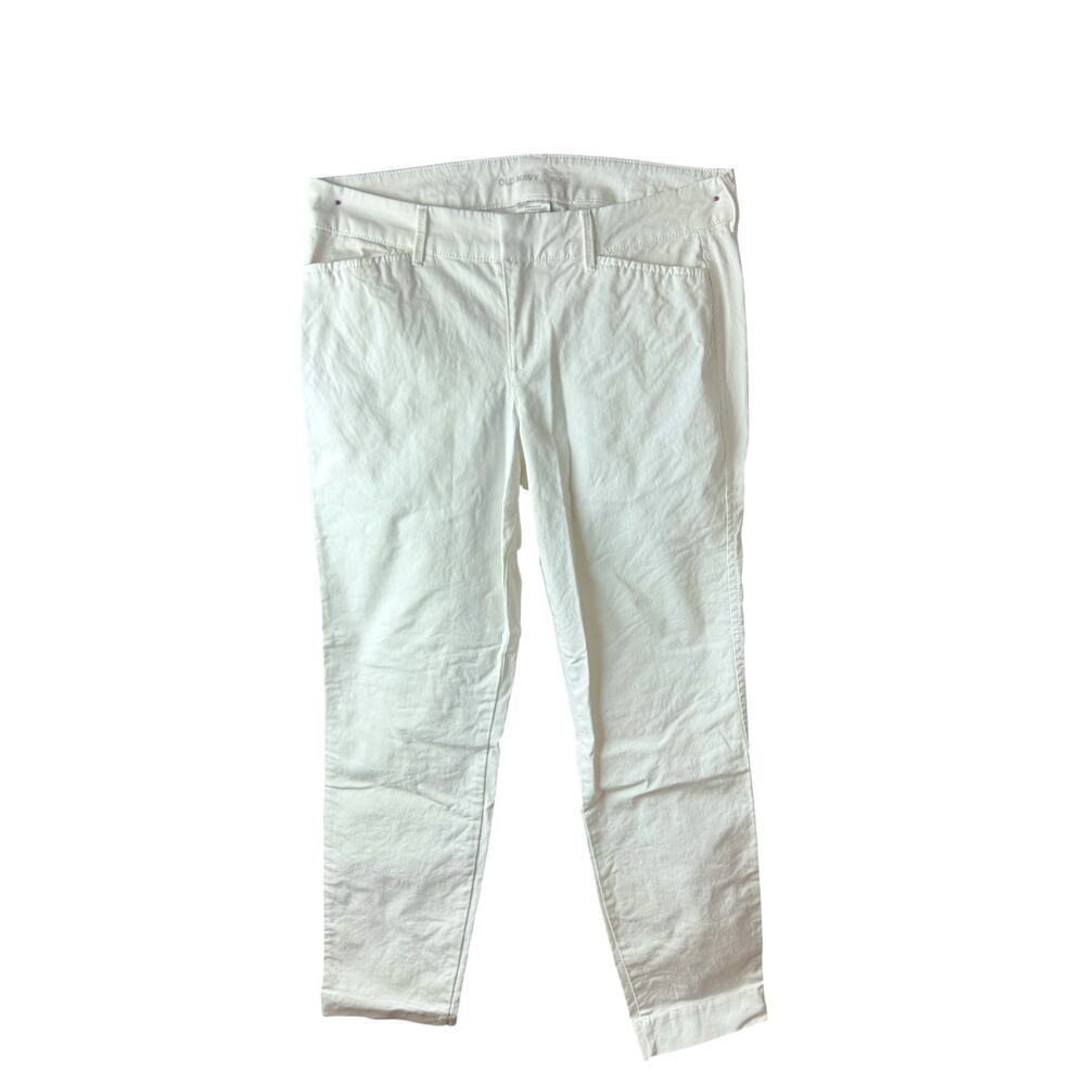 Old Navy Pixie Pants Women’s Size 4 White Slim Fit Ankle Trousers Stretch Cotton